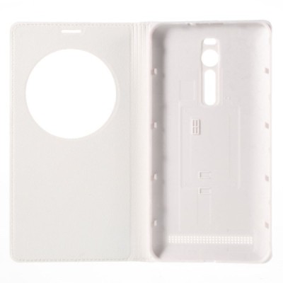 Asus Zenfone 2 5.5 (ZE550ML, ZE551ML) baltas odinis atverčiamas „Smart Window“ dėklas su langeliu / Priedai.lt