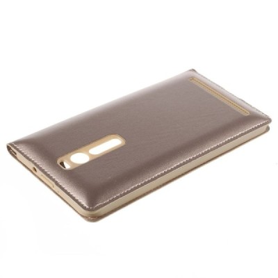 Asus Zenfone 2 5.5 (ZE550ML, ZE551ML) zelta atvēramais Smart Window ādas maciņš / Vacins.lv