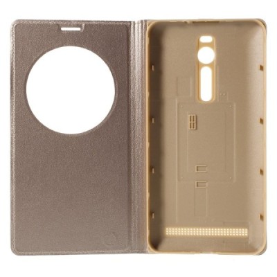 Asus Zenfone 2 5.5 (ZE550ML, ZE551ML) zelta atvēramais Smart Window ādas maciņš / Vacins.lv