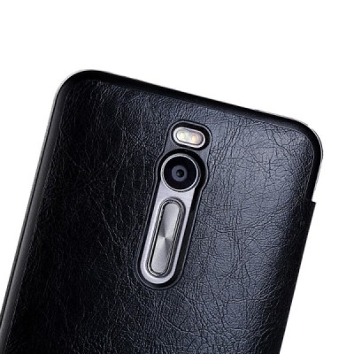 Asus Zenfone 2 5.5 (ZE550ML, ZE551ML) solīds atvēramais ādas melns maciņš - maks / Vacins.lv