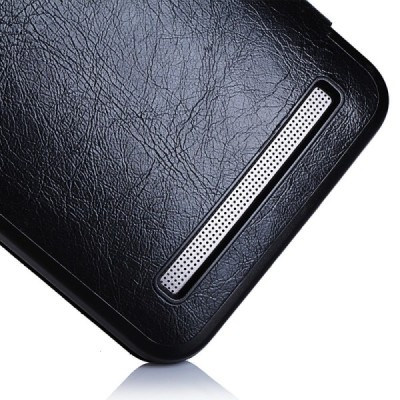 Asus Zenfone 2 5.5 (ZE550ML, ZE551ML) solīds atvēramais ādas melns maciņš - maks / Vacins.lv