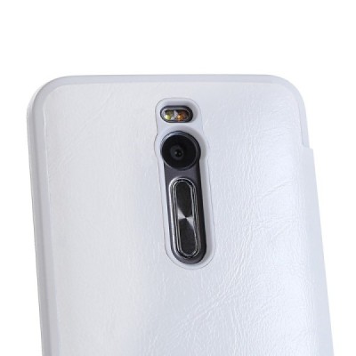 Asus Zenfone 2 5.5 (ZE550ML, ZE551ML) solīds atvēramais ādas balts maciņš - maks / Vacins.lv