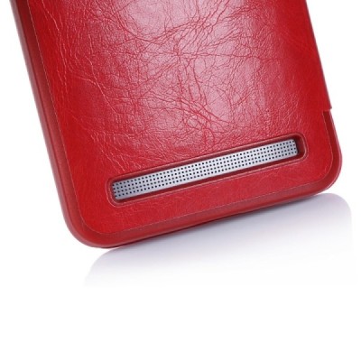 Asus Zenfone 2 5.5 (ZE550ML, ZE551ML) solidus atverčiamas raudonas odinis dėklas - knygutė / Priedai.lt