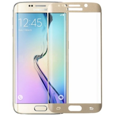 Samsung Galaxy S6 Edge (G925) „Fema“ 9H Tempered Glass sustiprintos apsaugos auksinis pilnai dengiantis apsauginis ekrano stikla
