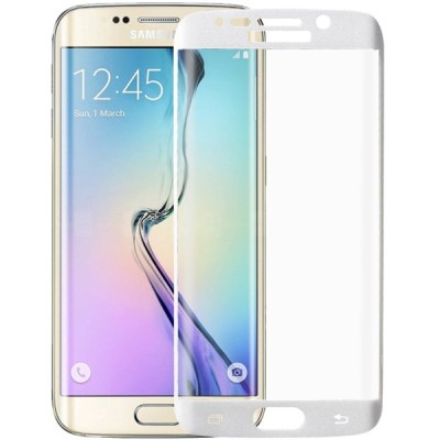 Samsung Galaxy S6 Edge (G925) „Amorus“ 9H Tempered Glass sustiprintos apsaugos baltas pilnai dengiantis apsauginis ekrano stikla