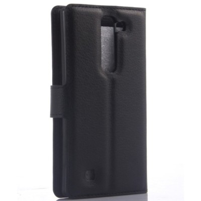 LG G4c (H525) atvēramais melns ādas Litchi maciņš - maks / Vacins.lv