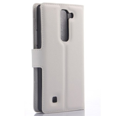 LG G4c (H525) atvēramais balts ādas Litchi maciņš - maks / Vacins.lv