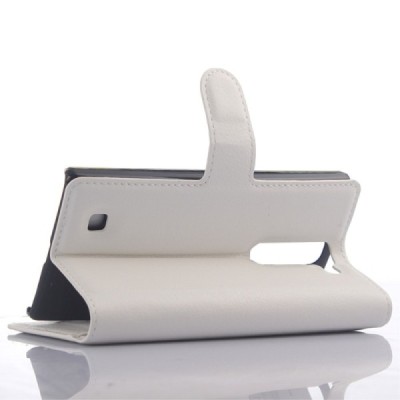 LG G4c (H525) atvēramais balts ādas Litchi maciņš - maks / Vacins.lv