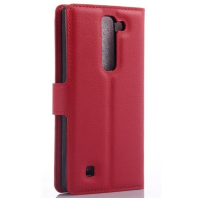 LG G4c (H525) atvēramais sarkans ādas Litchi maciņš - maks / Vacins.lv