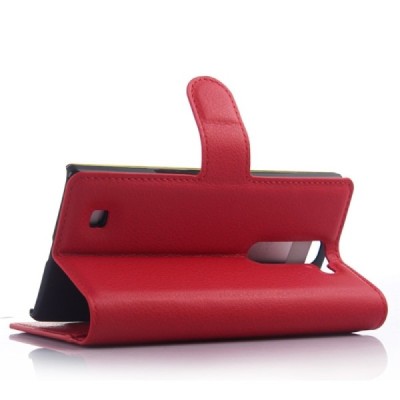 LG G4c (H525) atvēramais sarkans ādas Litchi maciņš - maks / Vacins.lv