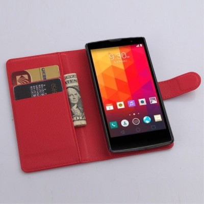 LG G4c (H525) atvēramais sarkans ādas Litchi maciņš - maks / Vacins.lv