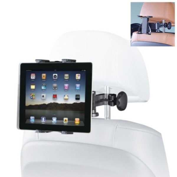 Planšetdatora autoturētājs (pie galvas atzveltņa kājiņas) - melns