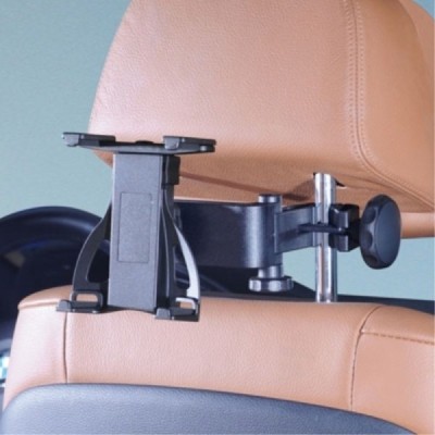 Melns universāls autoturētājs, planšetdatoriem, stiprināms pie atzveltnes (pie galvas atzveltņa kājiņas) / Vacins.lv