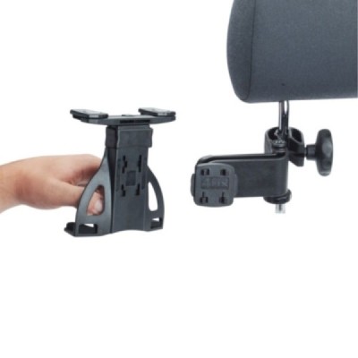 Melns universāls autoturētājs, planšetdatoriem, stiprināms pie atzveltnes (pie galvas atzveltņa kājiņas) / Vacins.lv