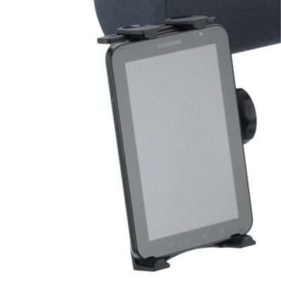 Melns universāls autoturētājs, planšetdatoriem, stiprināms pie atzveltnes (pie galvas atzveltņa kājiņas) / Vacins.lv