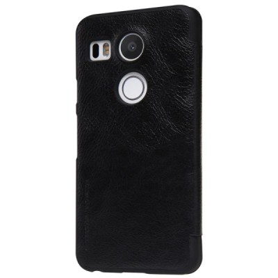 Greznais „Nillkin“ Qin sērijas ādas atvērams melns LG Nexus 5X maciņš (maks) / Vacins.lv