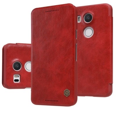 Greznais „Nillkin“ Qin sērijas ādas atvērams sarkans LG Nexus 5X maciņš (maks) / Vacins.lv