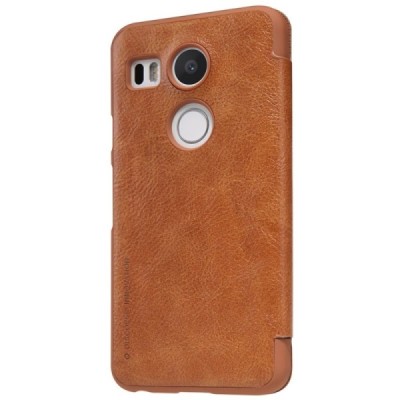 Prabangus „Nillkin“ Qin serijos rudas odinis atverčiamas LG Nexus 5X dėklas / Priedai.lt