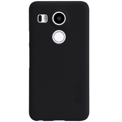 LG Nexus 5X Nillkin Frosted Shield melns plastmasas apvalks + ekrāna aizsargplēve / Vacins.lv