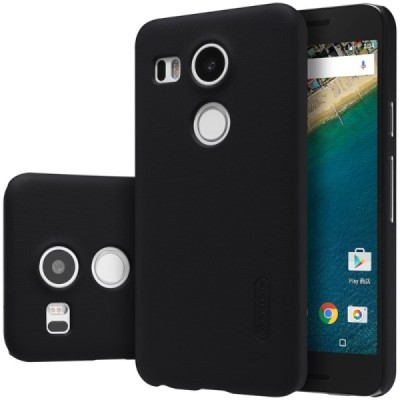 LG Nexus 5X Nillkin Frosted Shield melns plastmasas apvalks + ekrāna aizsargplēve / Vacins.lv