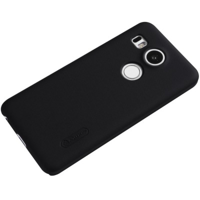 LG Nexus 5X Nillkin Frosted Shield melns plastmasas apvalks + ekrāna aizsargplēve / Vacins.lv
