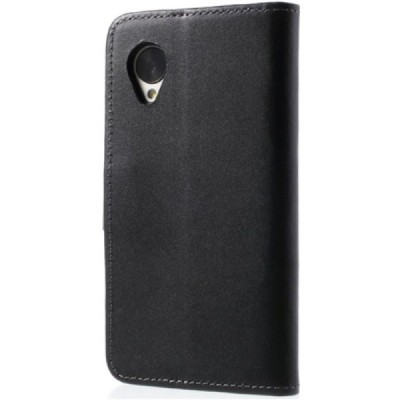 „Litchi“ odinis juodas LG Nexus 5 E980 dėklas - piniginė / Priedai.lt