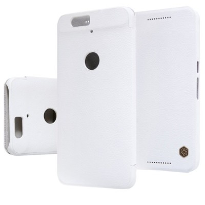 Prabangus „Nillkin“ Qin serijos baltas odinis atverčiamas Huawei Nexus 6P dėklas / Priedai.lt
