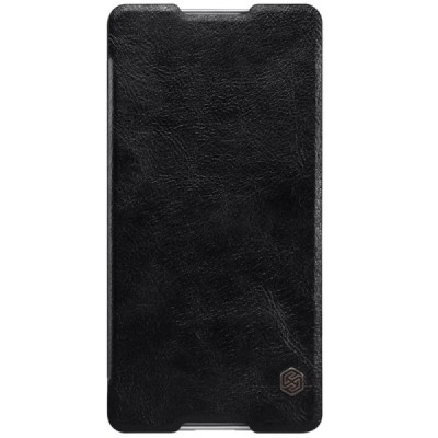 Greznais „Nillkin“ Qin sērijas ādas atvērams melns Sony Xperia C5 Ultra maciņš (maks) / Vacins.lv