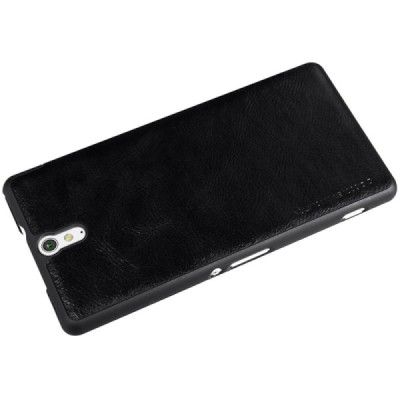 Greznais „Nillkin“ Qin sērijas ādas atvērams melns Sony Xperia C5 Ultra maciņš (maks) / Vacins.lv
