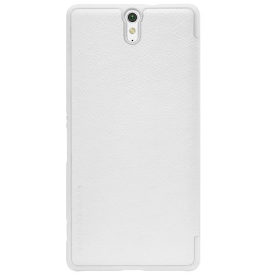 Greznais „Nillkin“ Qin sērijas ādas atvērams balts Sony Xperia C5 Ultra maciņš (maks) / Vacins.lv