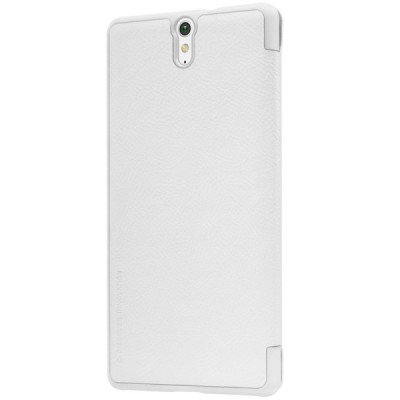Greznais „Nillkin“ Qin sērijas ādas atvērams balts Sony Xperia C5 Ultra maciņš (maks) / Vacins.lv