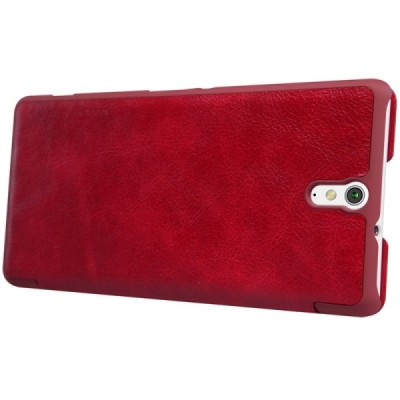 Prabangus „Nillkin“ Qin serijos raudonas odinis atverčiamas Sony Xperia C5 Ultra dėklas / Priedai.lt