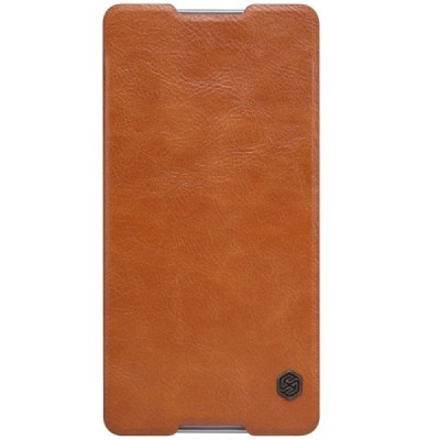 Greznais „Nillkin“ Qin sērijas ādas atvērams brūns Sony Xperia C5 Ultra maciņš (maks) / Vacins.lv