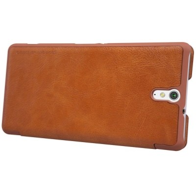 Greznais „Nillkin“ Qin sērijas ādas atvērams brūns Sony Xperia C5 Ultra maciņš (maks) / Vacins.lv