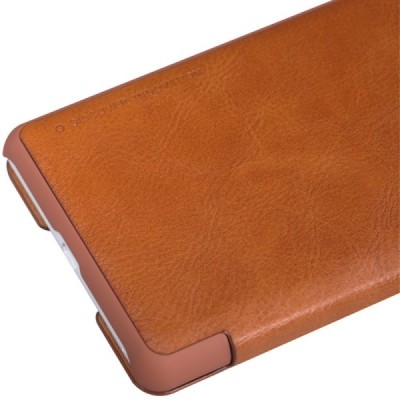 Greznais „Nillkin“ Qin sērijas ādas atvērams brūns Sony Xperia C5 Ultra maciņš (maks) / Vacins.lv