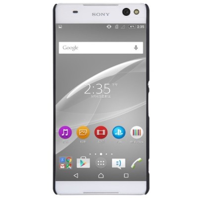 Sony Xperia C5 Ultra Nillkin Frosted Shield juodas plastikinis dėklas + apsauginė ekrano plėvelė / Priedai.lt