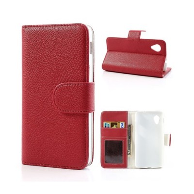 „Litchi“ odinis raudonas LG Nexus 5 E980 dėklas - piniginė / Priedai.lt