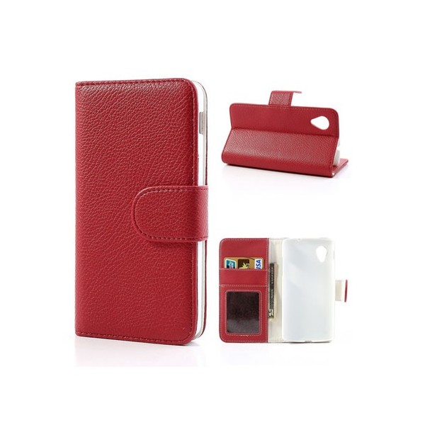 „Litchi“ odinis dėklas, piniginė - raudonas (Nexus 5)