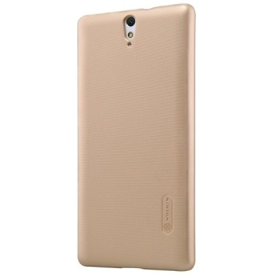 Sony Xperia C5 Ultra Nillkin Frosted Shield zelta plastmasas apvalks + ekrāna aizsargplēve / Vacins.lv