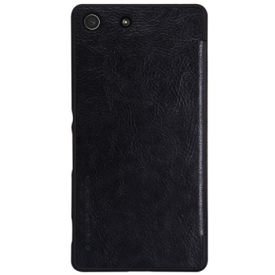 Prabangus „Nillkin“ Qin serijos juodas odinis atverčiamas Sony Xperia M5 dėklas / Priedai.lt