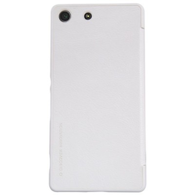 Prabangus „Nillkin“ Qin serijos baltas odinis atverčiamas Sony Xperia M5 dėklas / Priedai.lt