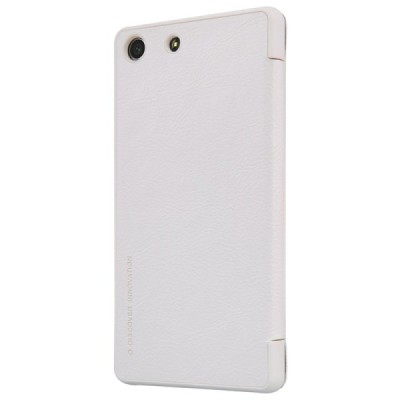 Prabangus „Nillkin“ Qin serijos baltas odinis atverčiamas Sony Xperia M5 dėklas / Priedai.lt