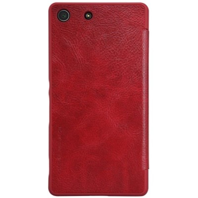 Greznais „Nillkin“ Qin sērijas ādas atvērams sarkans Sony Xperia M5 maciņš (maks) / Vacins.lv