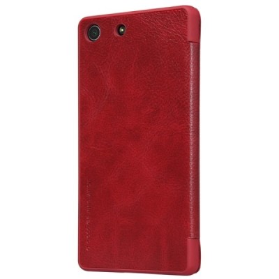 Greznais „Nillkin“ Qin sērijas ādas atvērams sarkans Sony Xperia M5 maciņš (maks) / Vacins.lv
