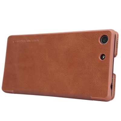 Greznais „Nillkin“ Qin sērijas ādas atvērams brūns Sony Xperia M5 maciņš (maks) / Vacins.lv