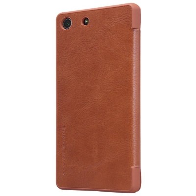 Greznais „Nillkin“ Qin sērijas ādas atvērams brūns Sony Xperia M5 maciņš (maks) / Vacins.lv