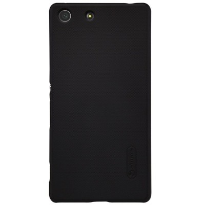 Sony Xperia M5 Nillkin Frosted Shield juodas plastikinis dėklas + apsauginė ekrano plėvelė / Priedai.lt