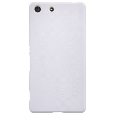 Sony Xperia M5 Nillkin Frosted Shield baltas plastikinis dėklas + apsauginė ekrano plėvelė / Priedai.lt