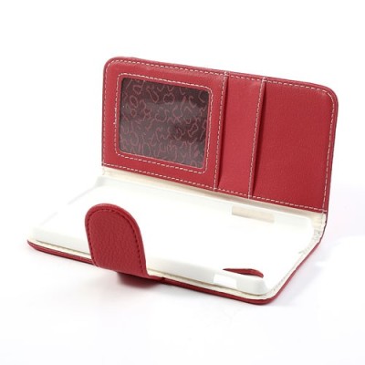 „Litchi“ odinis raudonas LG Nexus 5 E980 dėklas - piniginė / Priedai.lt