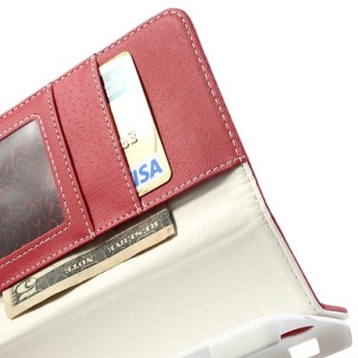 „Litchi“ odinis raudonas LG Nexus 5 E980 dėklas - piniginė / Priedai.lt